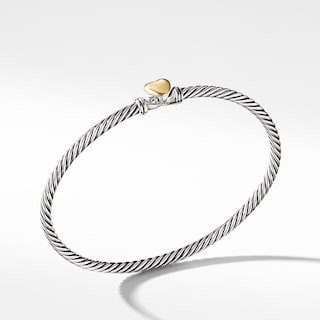 Cable Collectibles Heart Bracelet with 18K Gold, 3mm | David Yurman