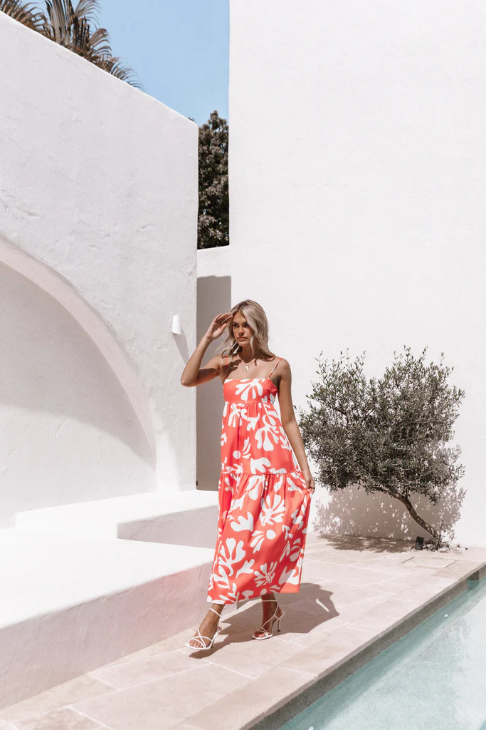 Payton Maxi Slip Dress - Melon White | Petal & Pup (US)