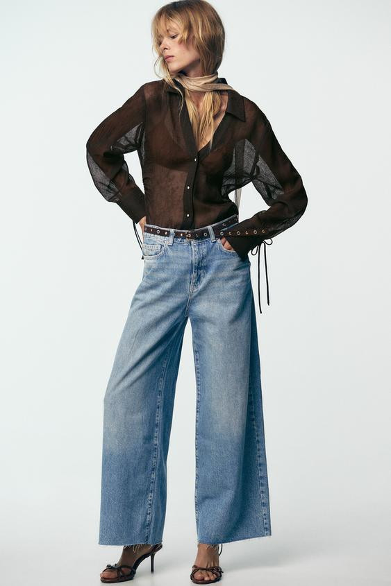 SEMI-SHEER SHIRT WITH TIES | Zara US