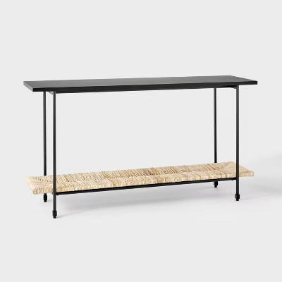 Metal and Rush Weave Top Console Table Black - Threshold™ designed with Studio McGee: Mahogany ... | Target