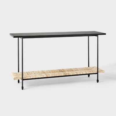Metal and Rush Weave Top Console Table Black - Threshold™ designed with Studio McGee | Target