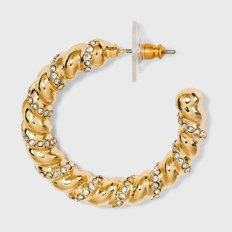 SUGARFIX by BaubleBar Crystal and Gold Twist Hoop Earrings - Gold | Target