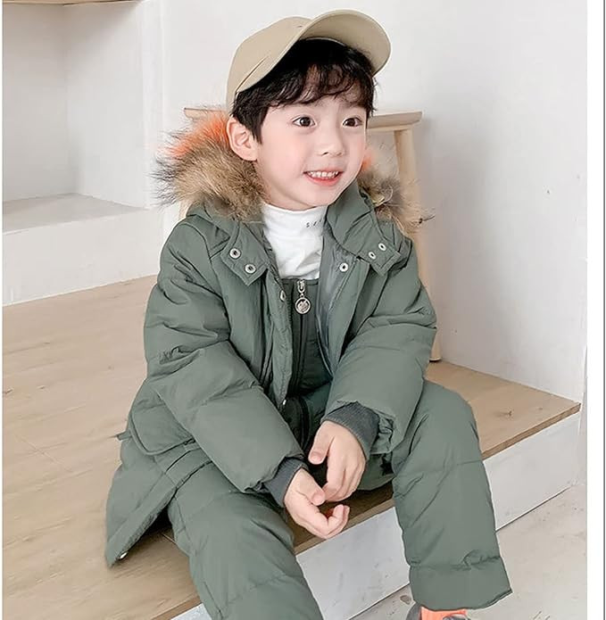 Kids 2-Piece Snowsuit Toddler Baby Boys Girls Winter Wear Down Jacket Ski Jacket Snow Bib Pants S... | Amazon (US)