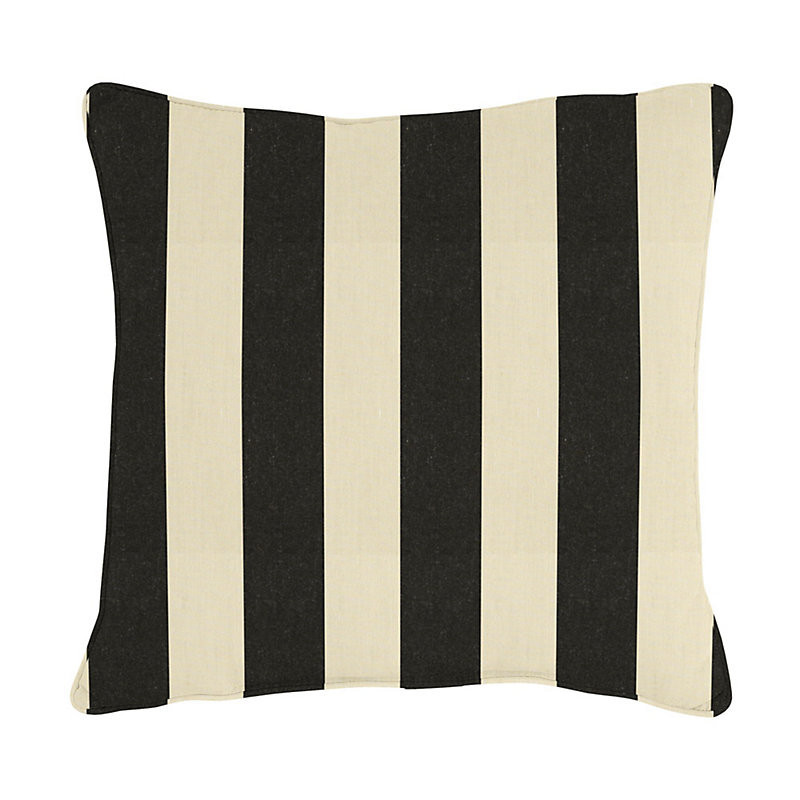 Canopy Stripe Sunbrella Outdoor Pillow - Black/Sand Sunbrella, 12" x 20" - Ballard Designs | Ballard Designs, Inc.