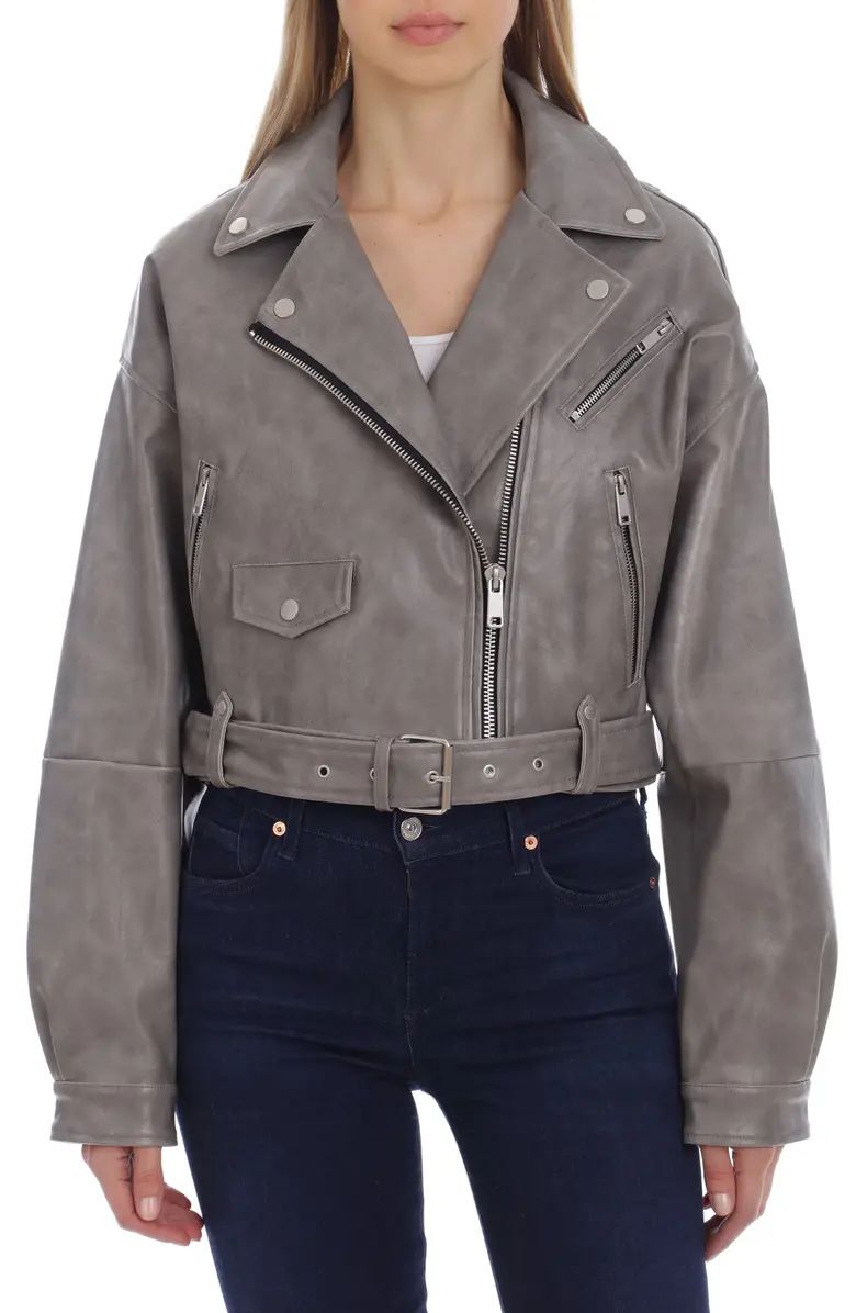 Oversize Crop Faux Leather Moto Jacket | Nordstrom