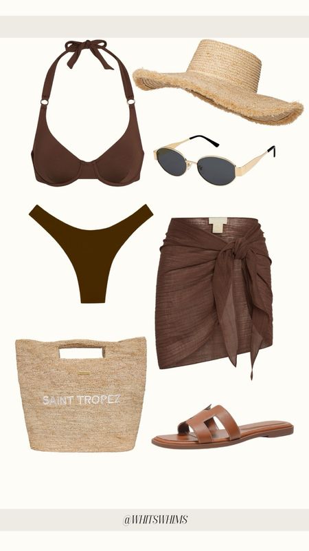 BIKINI OOTD 

brown bikini 
Summer outfit 
Memorial Day outfit 
Sunglasses
Tote bag 

#LTKStyleTip #LTKSwim #LTKTravel