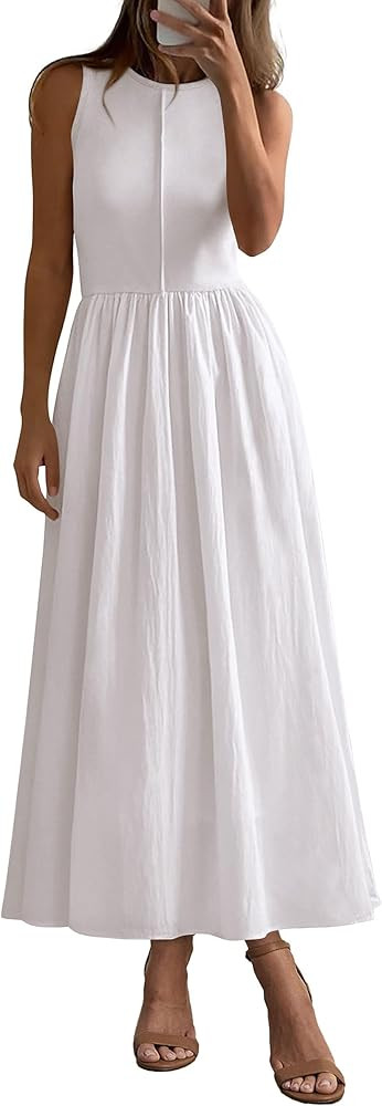 PRETTYGARDEN Women Maxi Dresses 2025 Summer Casual Sleeveless Patchwork Knit Tank Dress Flowy Bea... | Amazon (US)