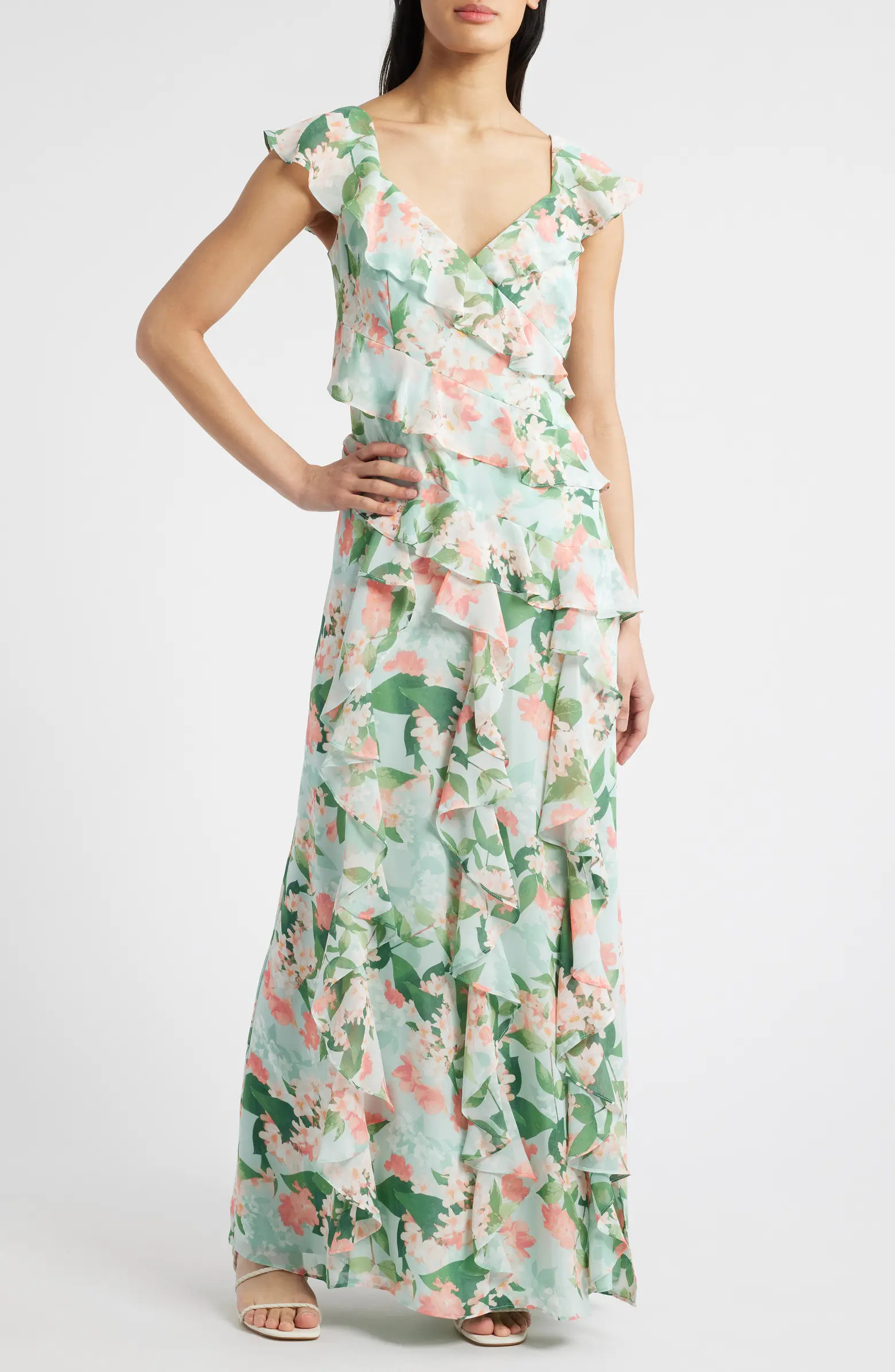 Eliza J Floral Ruffle Maxi Dress | Nordstrom | Nordstrom
