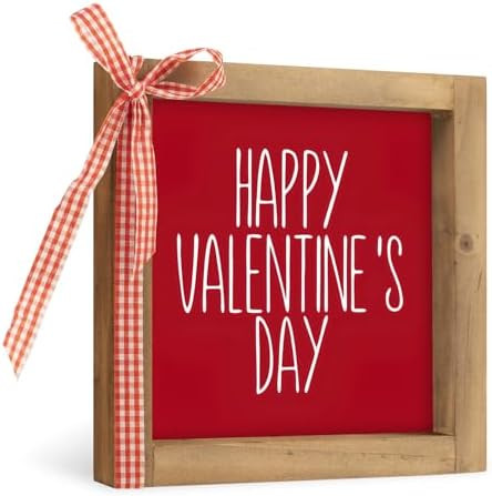 Happy Valentine's Day Sign, 6" Red Wooden Valentines Day Decor Love Plaque, Holiday Decorative Si... | Amazon (US)