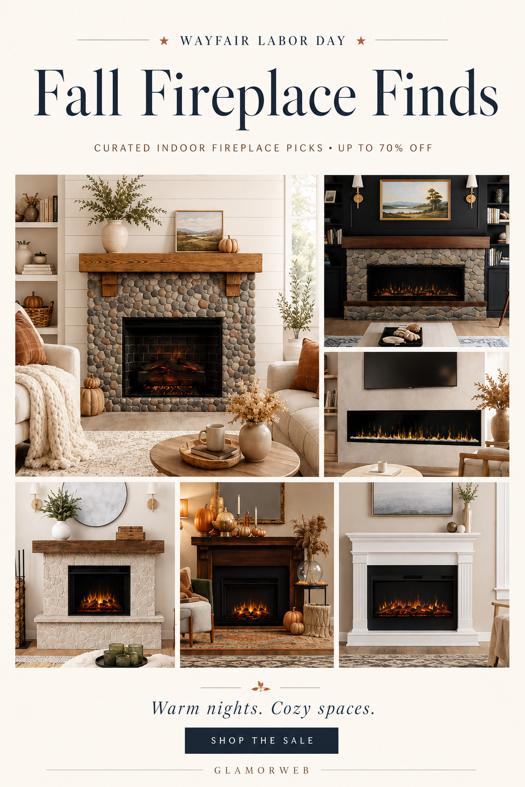 Obsessed with these cozy Wayfair fireplace finds for fall 🍂🔥 The Labor Day sale has so many beautiful indoor fireplace styles marked down, with select finds up to 70% off. From rustic stone fireplaces to sleek modern electric designs, these are such an easy way to make the living room feel warmer, cozier, and more elevated for the season. Perfect for fall movie nights, hosting, or just giving the whole space that cozy autumn glow.

#Wayfair #WayfairFinds #WayfairSale #LaborDaySale #LaborDayDeals #FallFireplace #FireplaceFinds #IndoorFireplace #ElectricFireplace #FallHome #FallHomeDecor #FallLivingRoom #CozyLivingRoom #CozyHome #FireplaceIdeas #FireplaceDecor #LivingRoomIdeas #LivingRoomRefresh #AutumnDecor #FallDecorIdeas #HomeDecorFinds #CozySeason #WarmAndCozy #HomeInspo #FallHomeRefresh 

 #LTKSeasonal #LTKHome #LTKSaleAlert