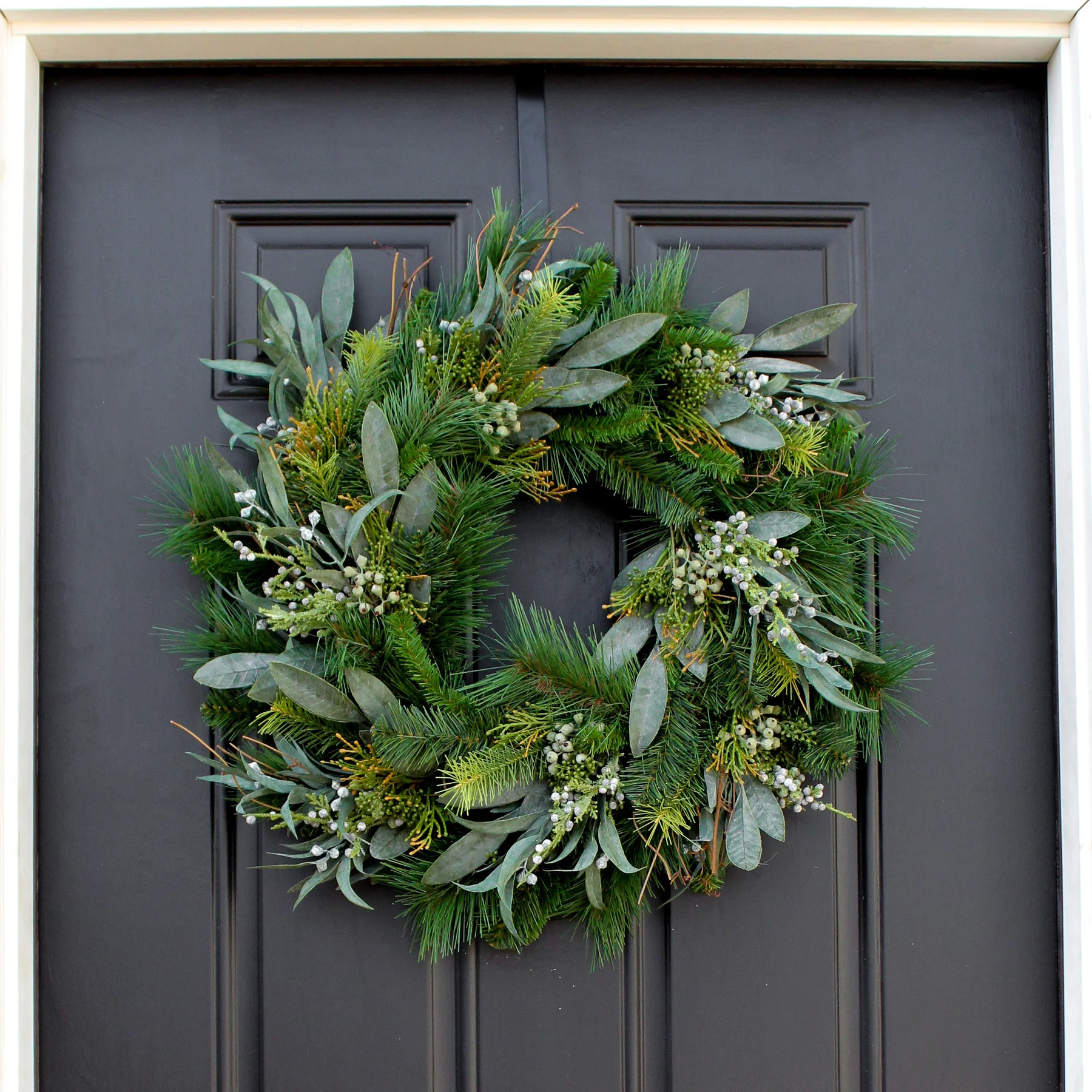 Seeded Eucalyptus & Christmas Pine Winter Front Door Holiday Wreath | Darby Creek Trading