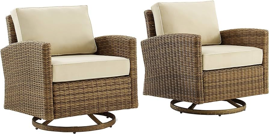 Crosley Furniture KO70423WB-SA Bradenton Outdoor Wicker 2-Piece Swivel Rocker Chair Set, Weathere... | Amazon (US)