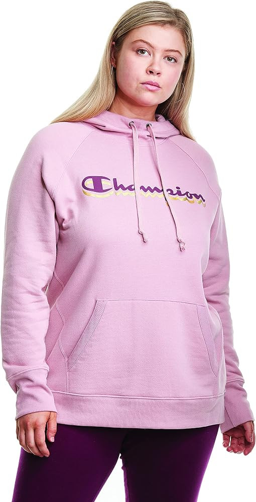 Champion Women's Plus Powerblend Hoodie, Script Logo | Amazon (US)