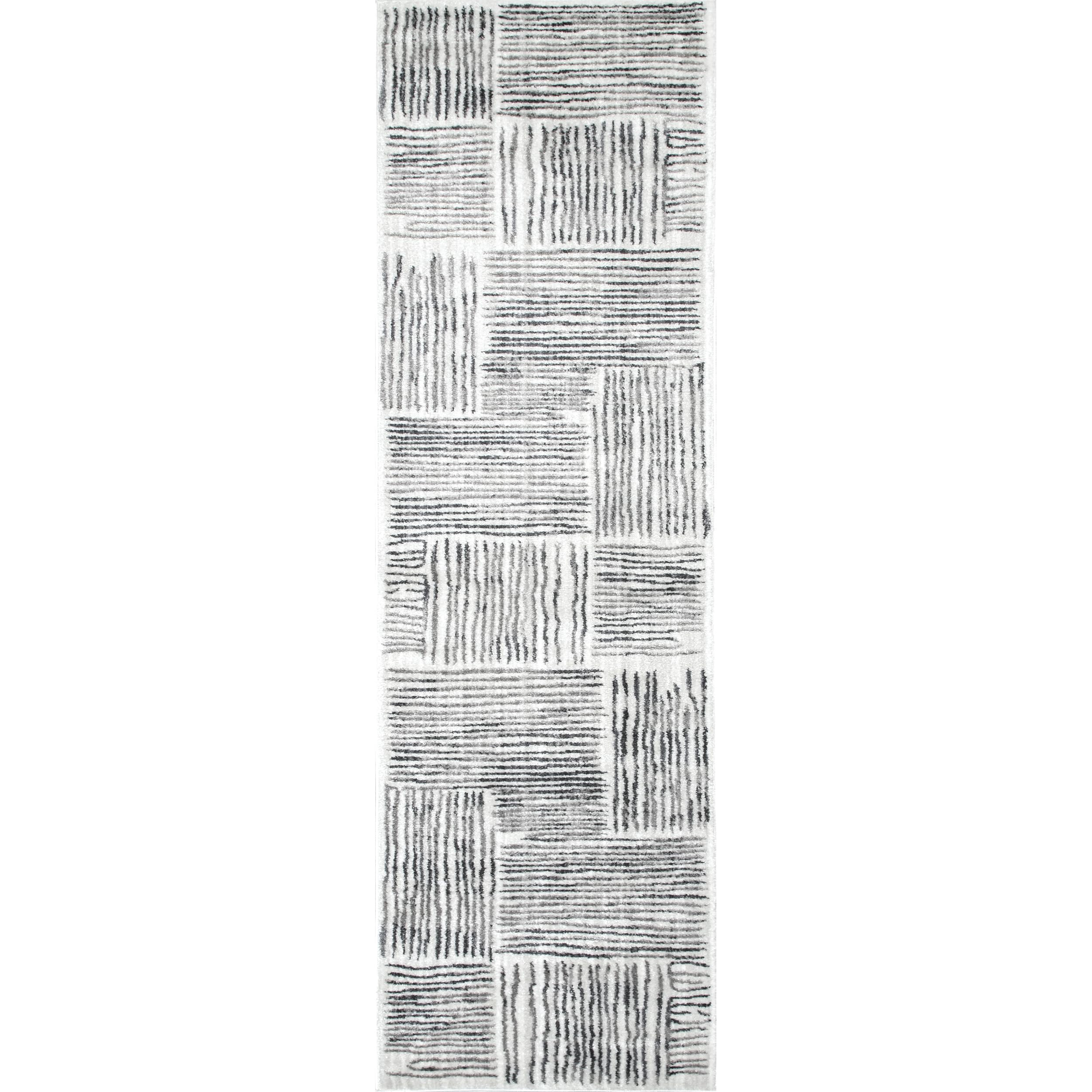 nuLOOM Soraya Striped Tiles Runner Rug , 2' x 8', Light Gray, Rectangular | Amazon (US)