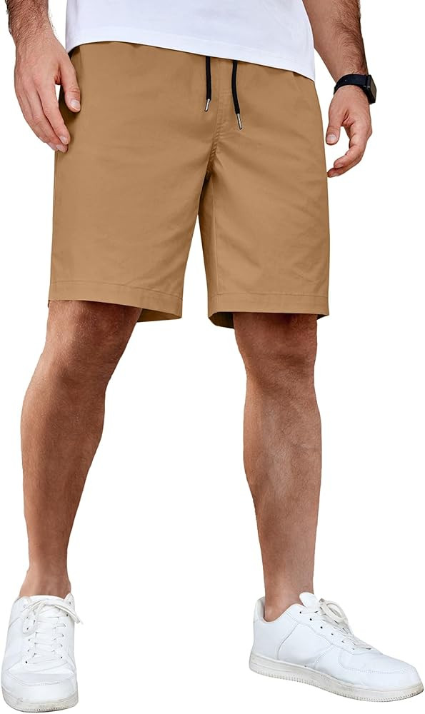 COOFANDY Men's Casual Shorts Cotton Elastic Waist Drawstring Shorts Lightweight Summer Beach Shor... | Amazon (US)