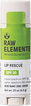 Raw Elements Organic Outdoor Sunscreen Lip Balm Rescue - SPF 30, UVA-UVB Protection, Reef-Safe, N... | Amazon (US)