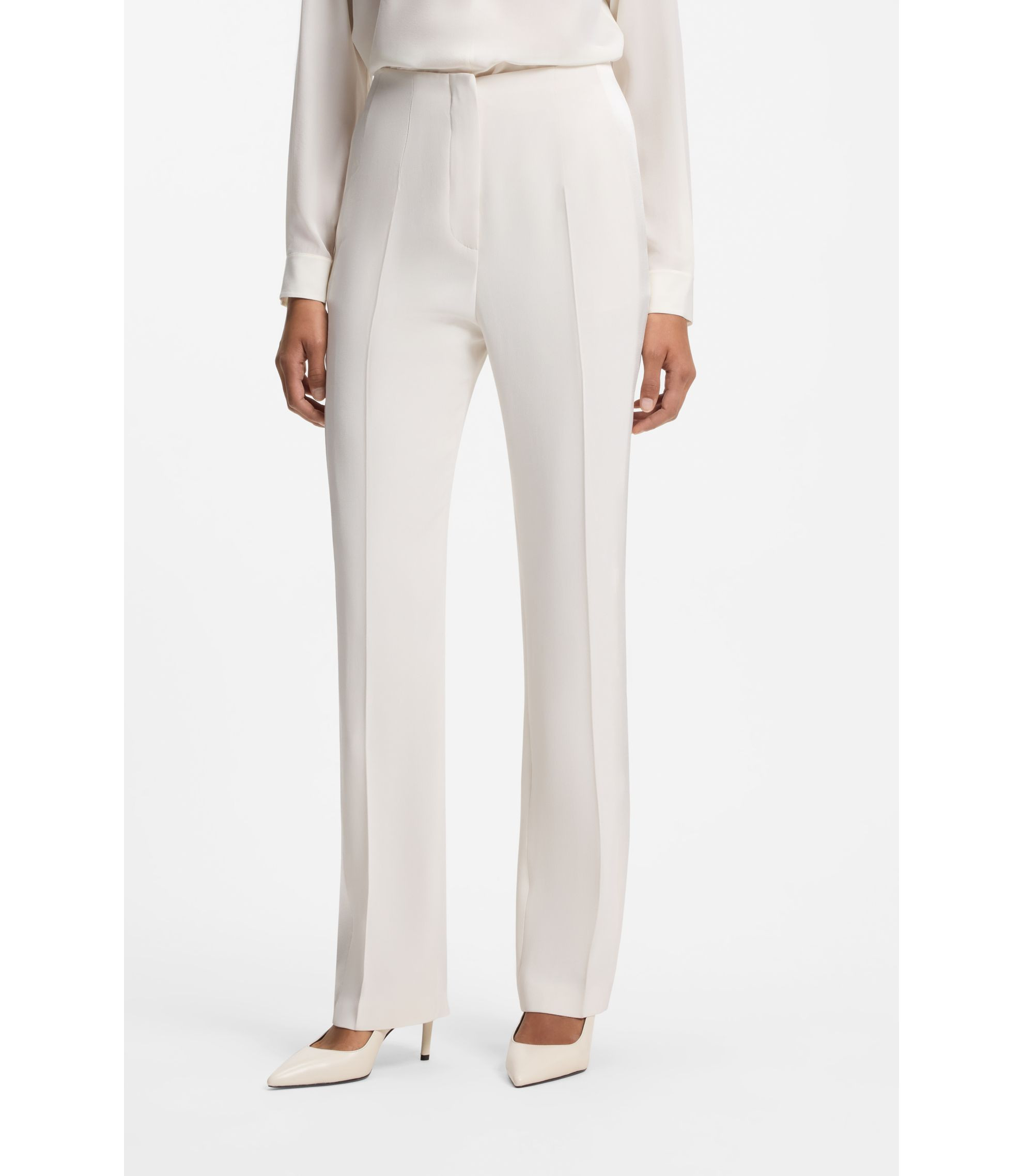 Straight-fit trousers in matte fabric | Hugo Boss (UK)