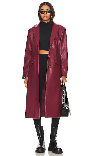 x Mansur Gavriel Collaboration Liv Apple Leather Coat in Rhubarb | Revolve Clothing (Global)