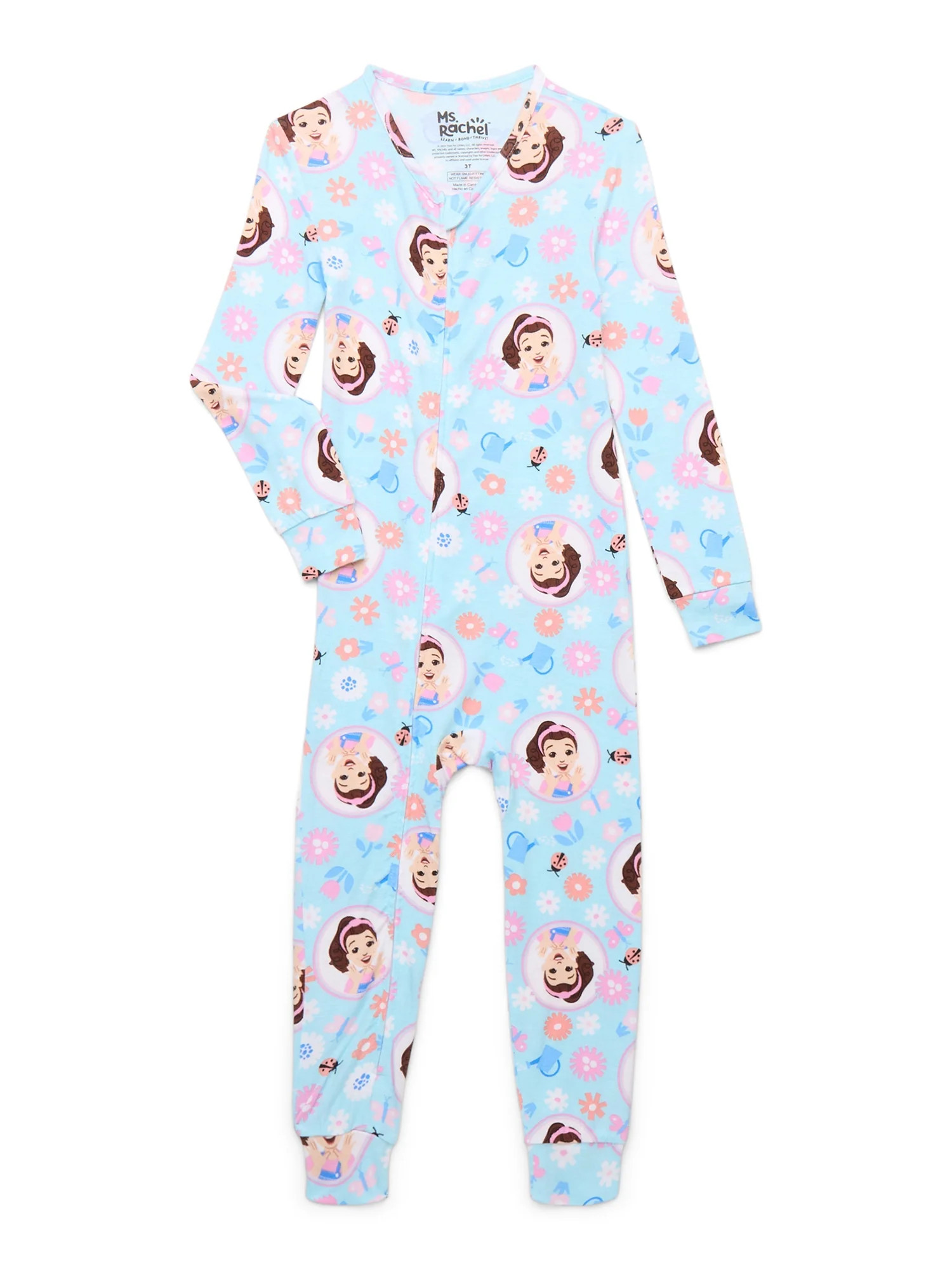 Ms. Rachel Toddler Girls' Print One-Piece Sleeper, Sizes 12M-5T | Walmart (US)