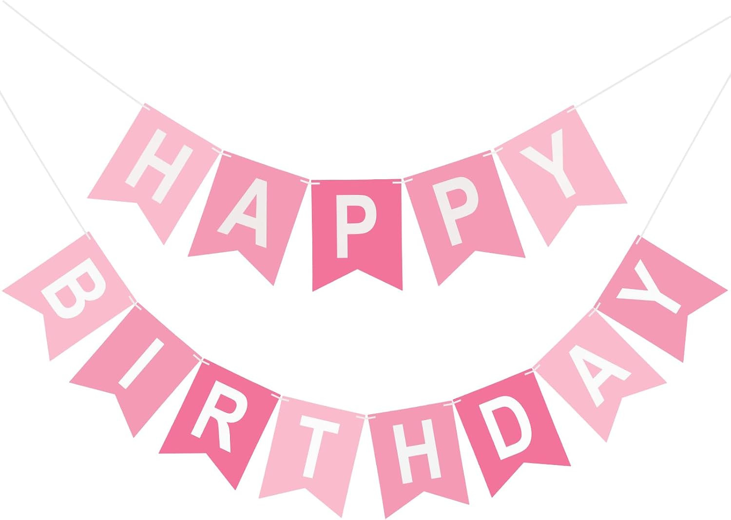 Happy Birthday Banner NO DIY Birthday Sign Pink | Amazon (US)