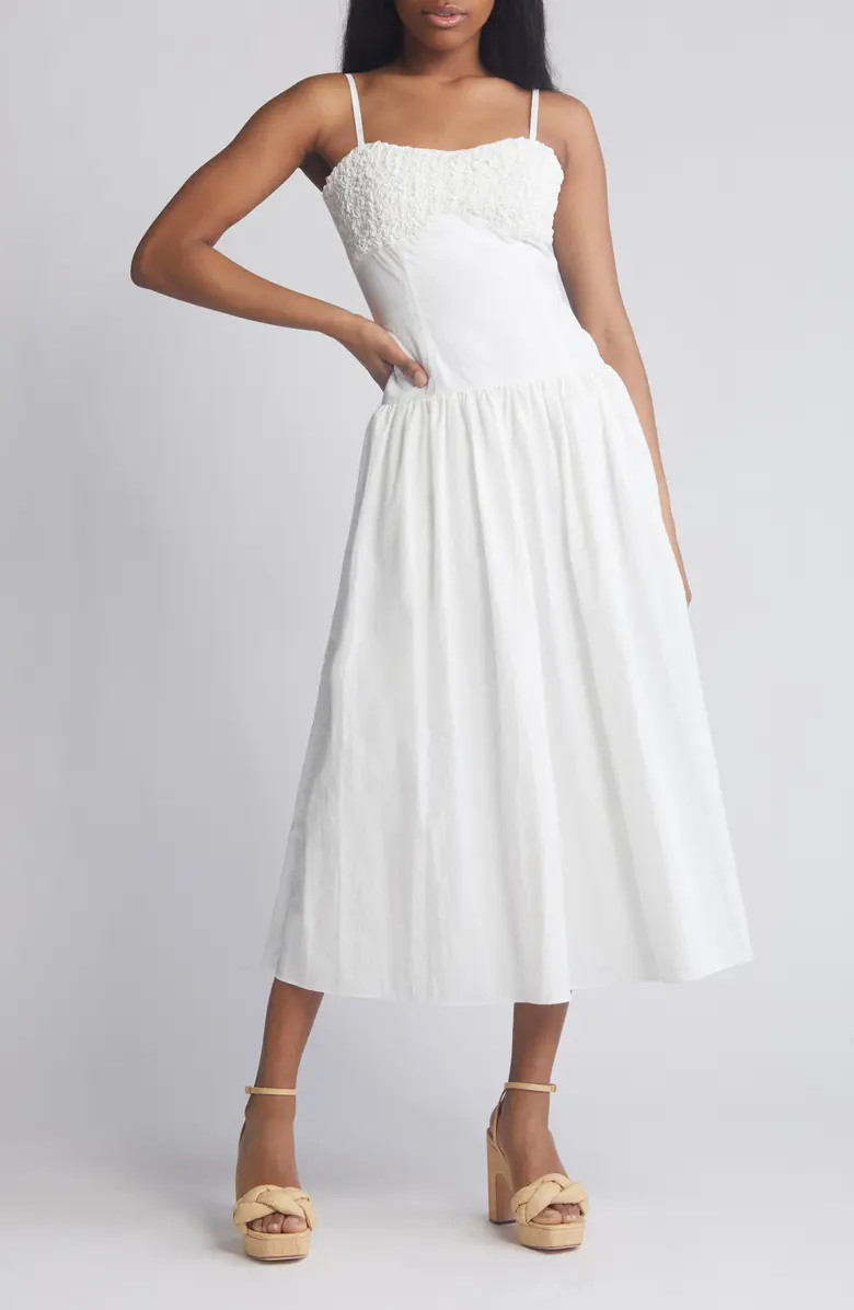 MOON RIVER Sweetheart Neck Midi Sundress | Nordstrom | Nordstrom