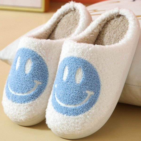 Smiley Face Slippers for Women Men Anti-Slip Soft Plush Comfy Indoor Slippers Couple Style Home S... | Walmart (US)
