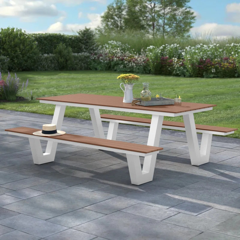 Tallulah Rectangular 12 - Person 86'' Long Picnic Table | Wayfair North America