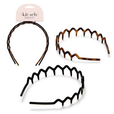Kitsch Rabs Zig Zag Recycled Headband - Black/Tortoise - 2pk | Target