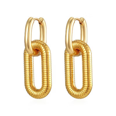 Chunky Chain Link Hoop Earrings for Women Gold or Silver Stainless Steel Ginger Lyne Collection - Gold | Target