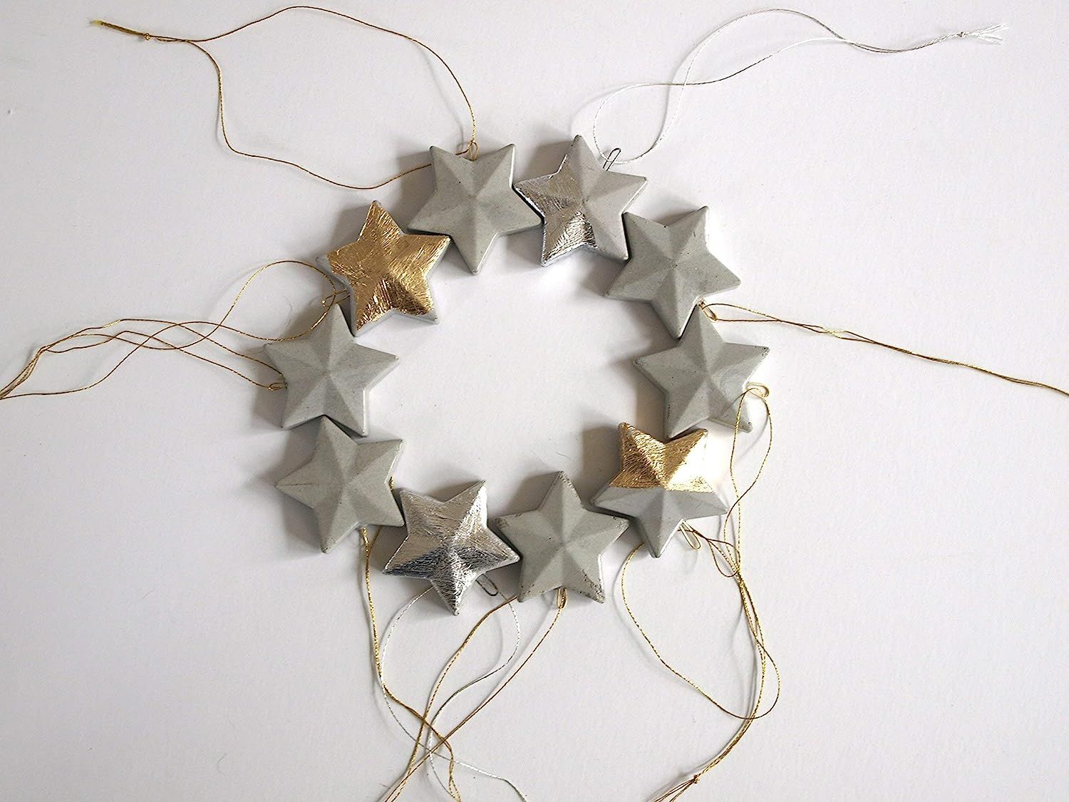 Christmas in July - Set of 6 stars for Christmas tree decoration - Concrete Christmas ornaments -... | Amazon (US)