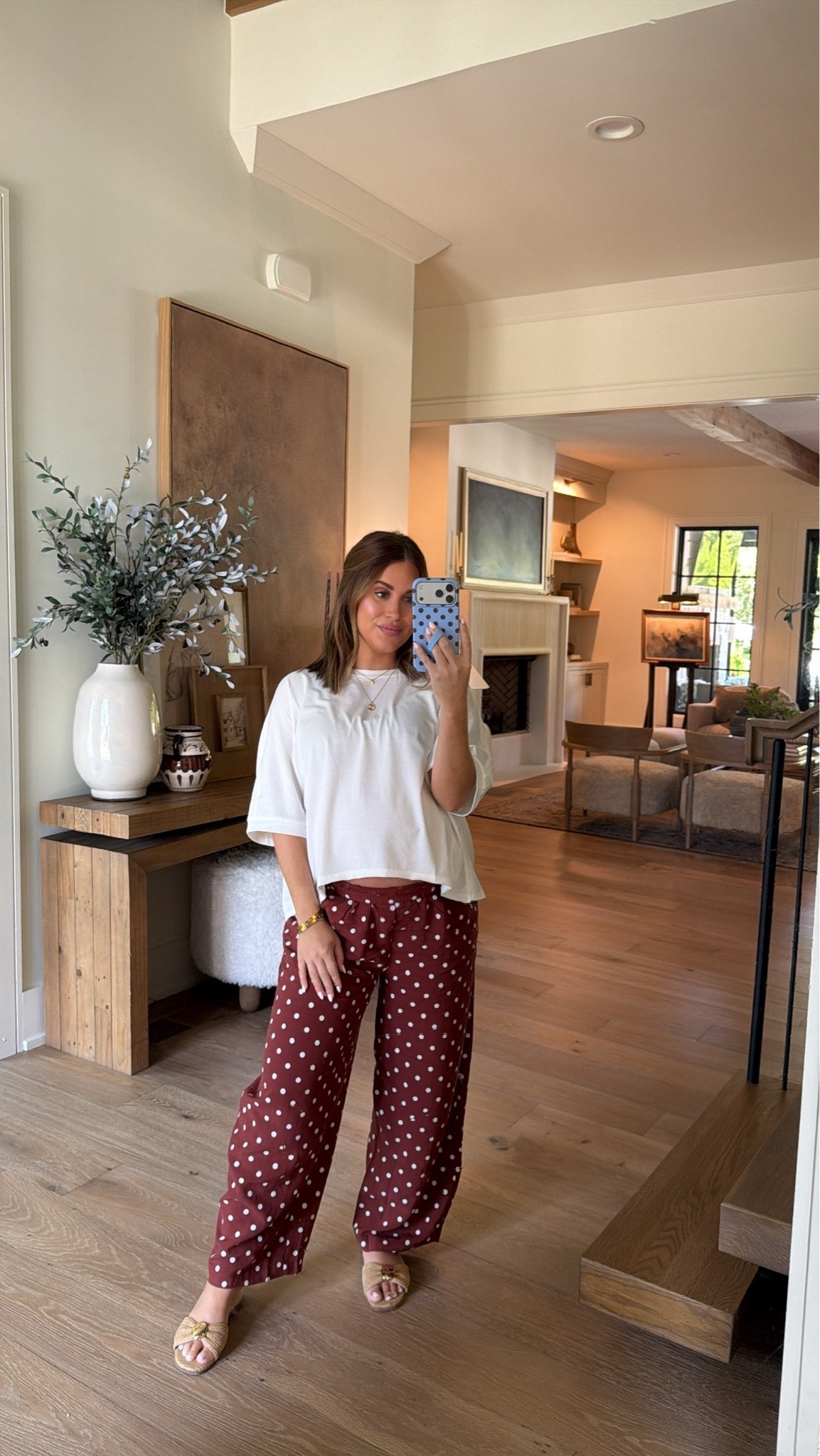 Today’s full look is all from Amazon & I’m wearing a size small in both the polka dot pants + white top! 

Another great transitional outfit going into fall, as well as an easy outfit I can wear now at the end of pregnancy + through postpartum. Would also be cute layered with a denim jacket as it gets cooler!

#LTKootd #LTKSeasonal #LTKBump
