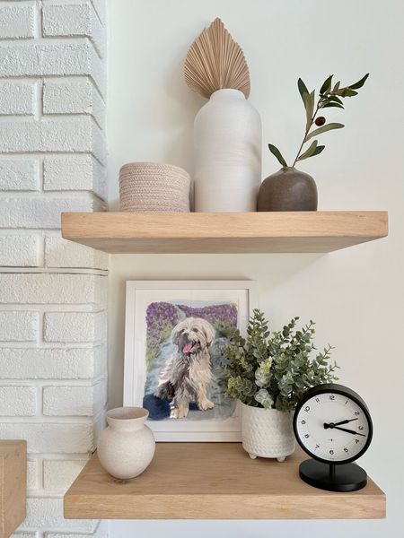 Shelf styling with my new custom water color painting that I had custom framed - linking the exact frame I use for all artwork in my home. They always do such an amazing job!

Clock
Photography 
Wall Art
Vase
Faux plant
Wood shelves
Living room
Lavender 


#LTKfindsunder100 #LTKhome #LTKfindsunder50