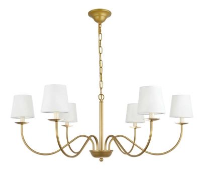 Living District Eclipse 6 Light Brass And White Shade Chandelier | Ashley | Ashley Homestore