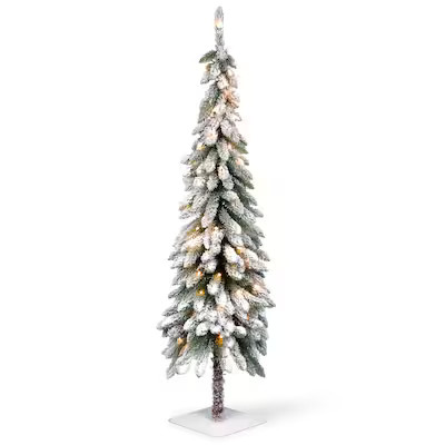 National Tree Company  5-ft Pre-lit Flocked Artificial Christmas Tree with Incandescent Lights | Lowe's