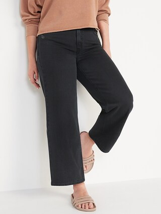 Extra High-Waisted Cropped Wide-Leg Black Jeans for Women | Old Navy (US)
