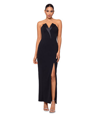 Betsy & Adam Petite Tuxedo-Neck Strapless Gown  - Macy's | Macy's