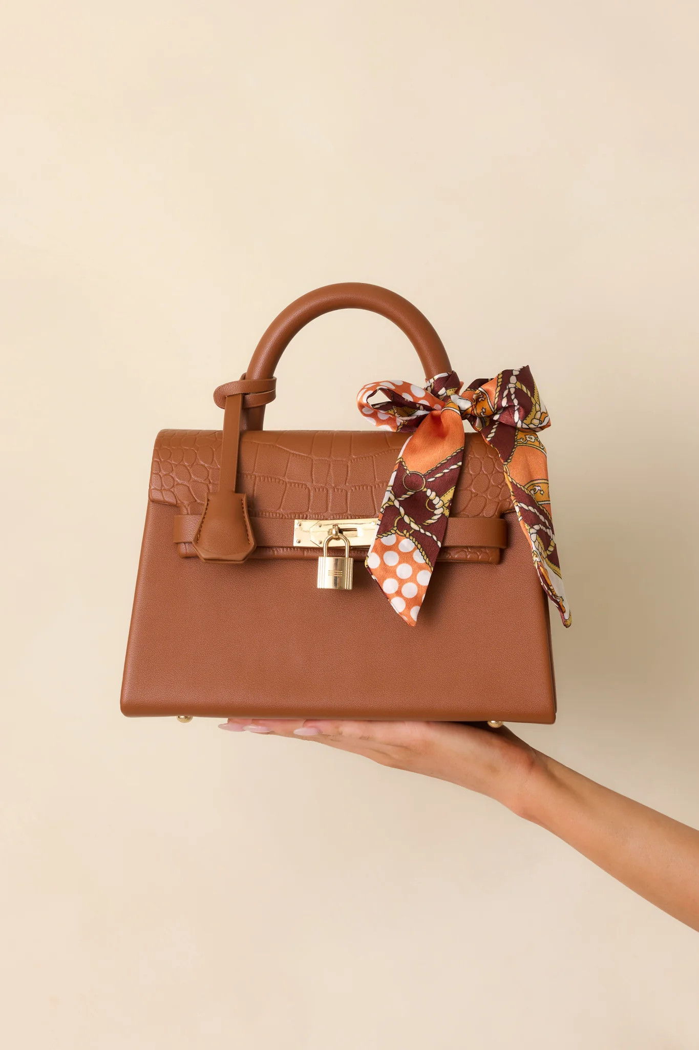Same Time Tomorrow Brown Faux Leather Structured Handbag | Red Dress