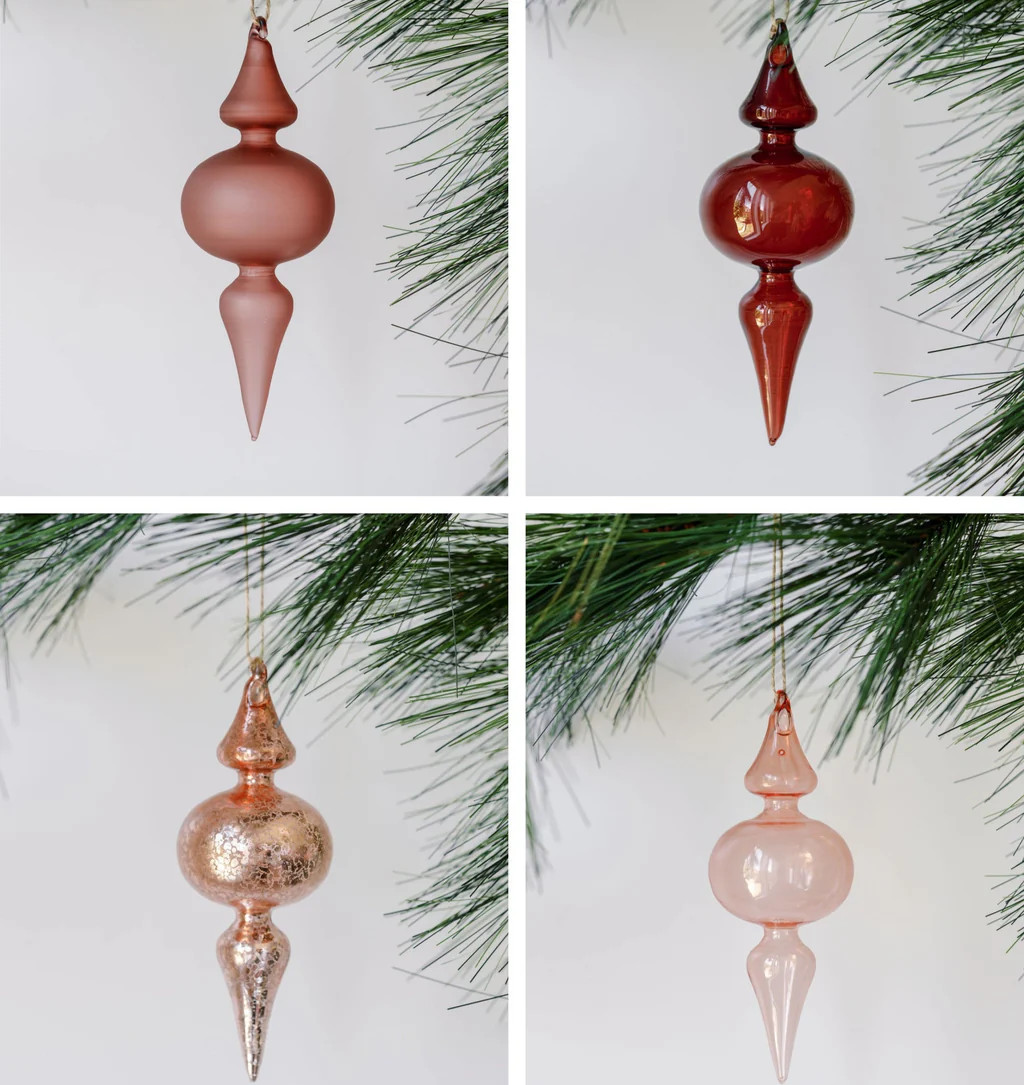 Assorted Vintage Rose & Bordeaux Glass Finial Ornament | CG Hunter