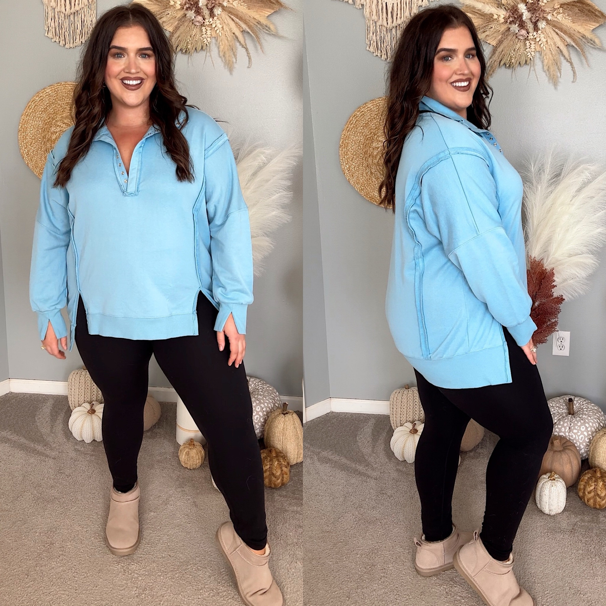 Casual outfit of the day cozy pullover sweater 🩵❄️ XXL top, XL leggings 

#LTKPlusSize #LTKStyleTip #LTKSeasonal