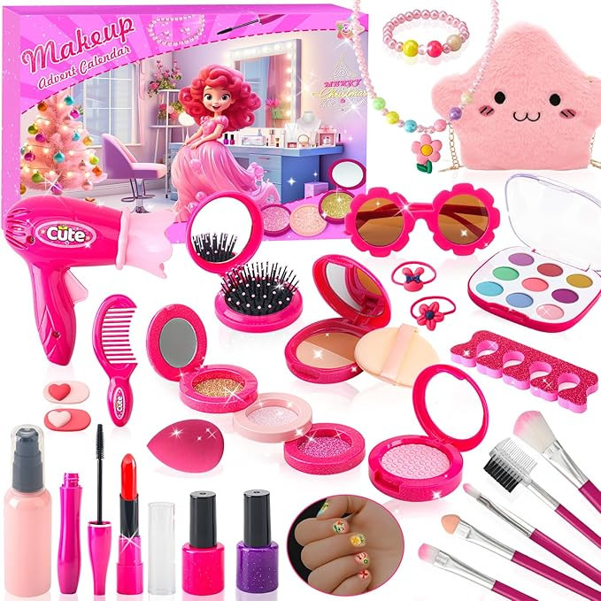 Advent Calendar 2025 Girls Makeup Toys, 24 Day Pretend Play Fake Makeup Set Christmas Countdown C... | Amazon (US)