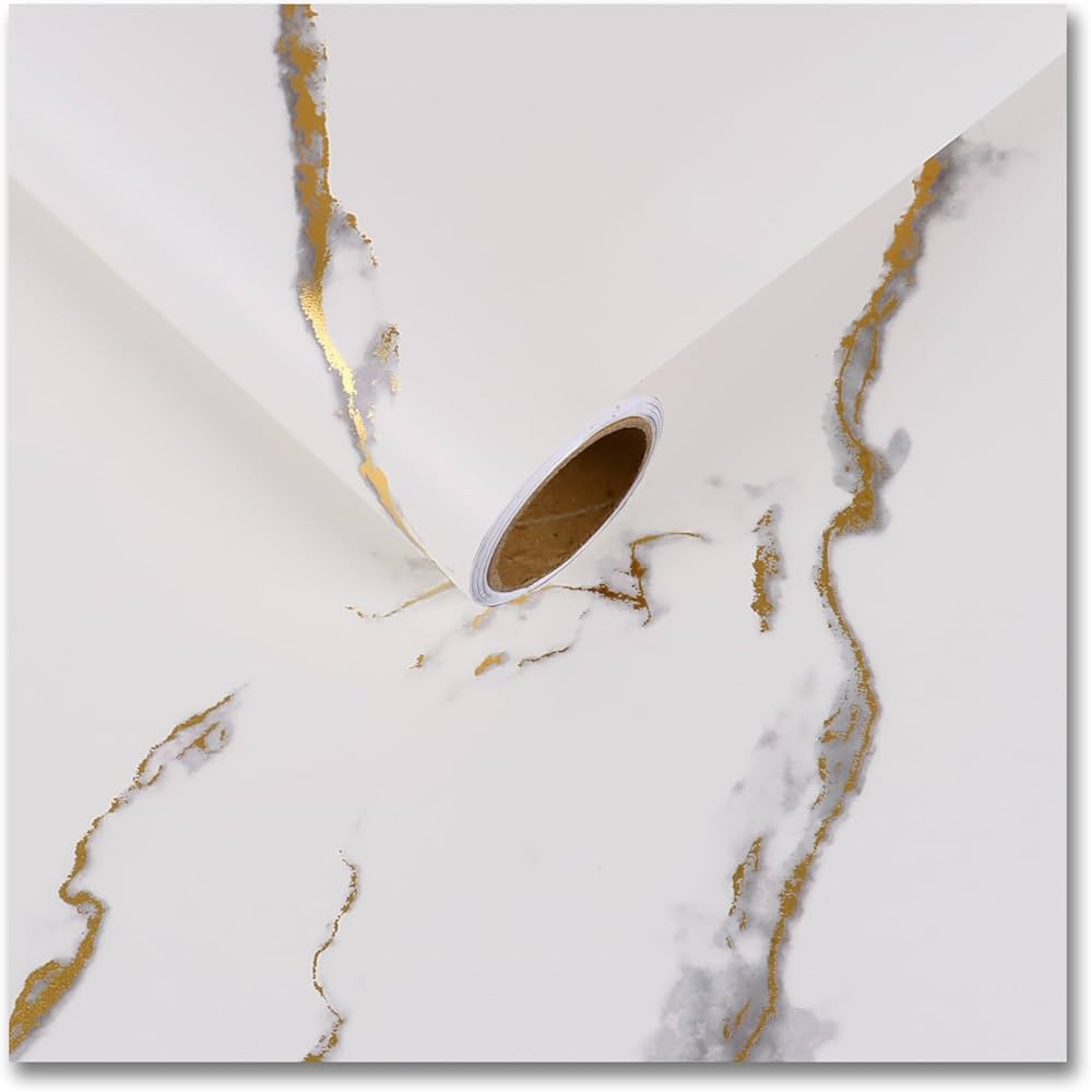 CRE8TIVE White Grey Gold Marble Contact Paper for Countertops Peel and Stick Waterproof Kitchen W... | Amazon (US)