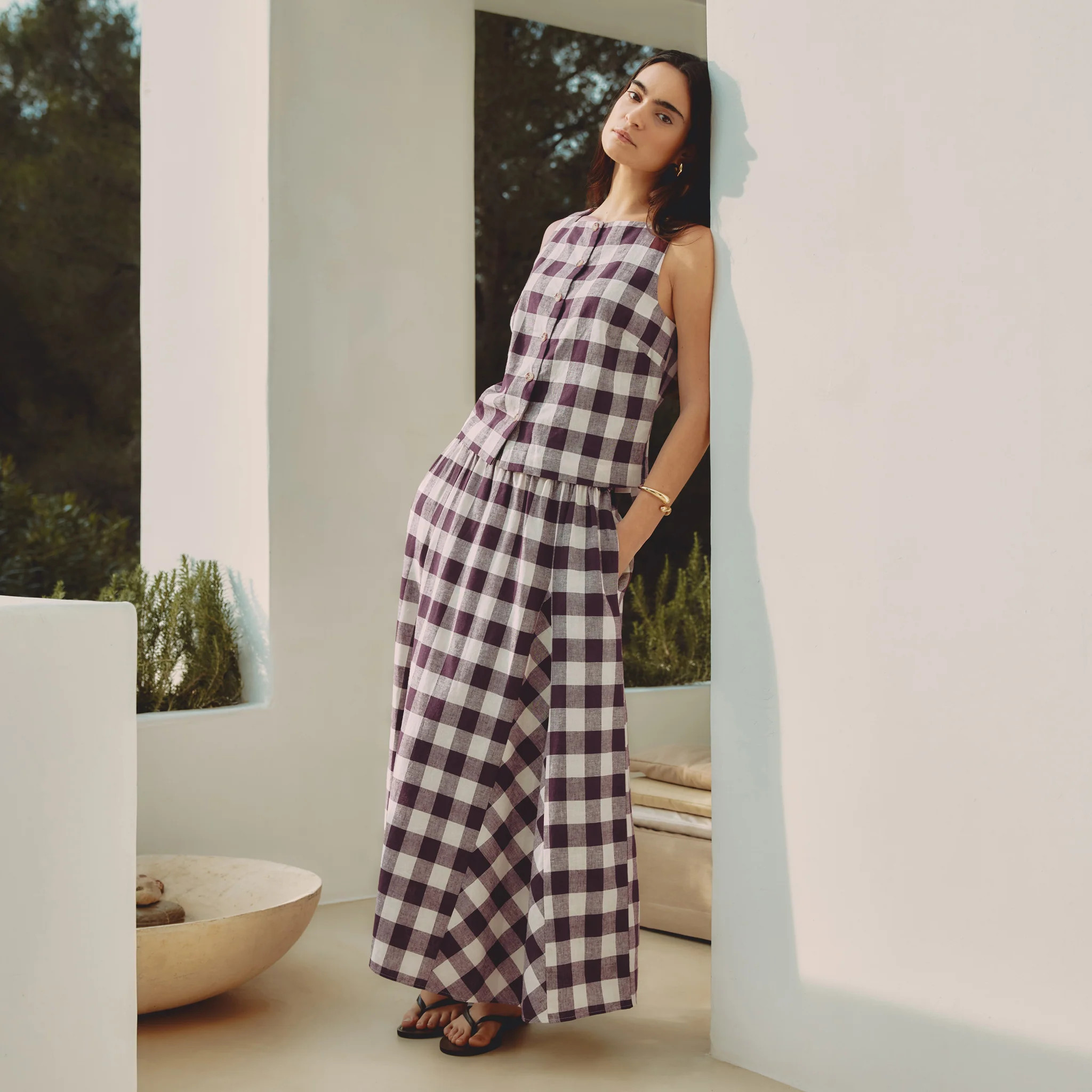 Burgundy Gingham Skirt | Albaray