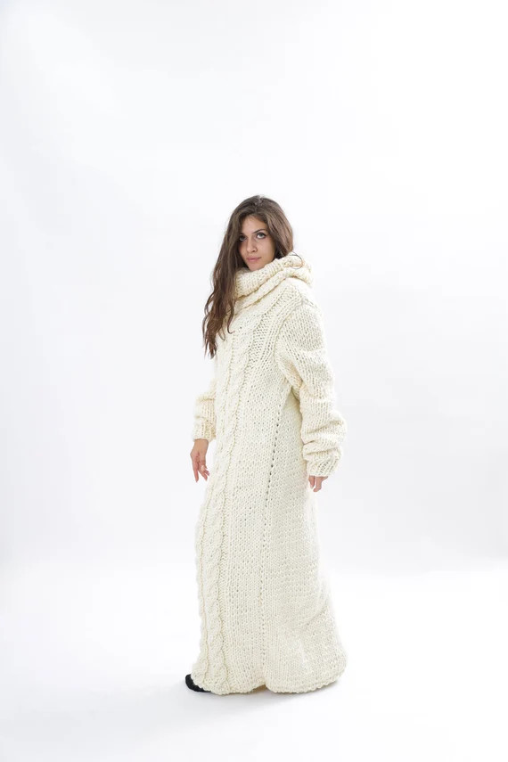 Oversized Sweater Dress Maxi Turtleneck Sweater Dress Chunky - Etsy | Etsy (US)