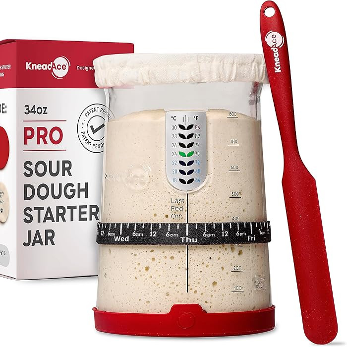 KNEADACE Pro Sourdough Bread Starter Kit - 34 oz Large Capacity Sourdough Starter Jar with 5 uniq... | Amazon (US)