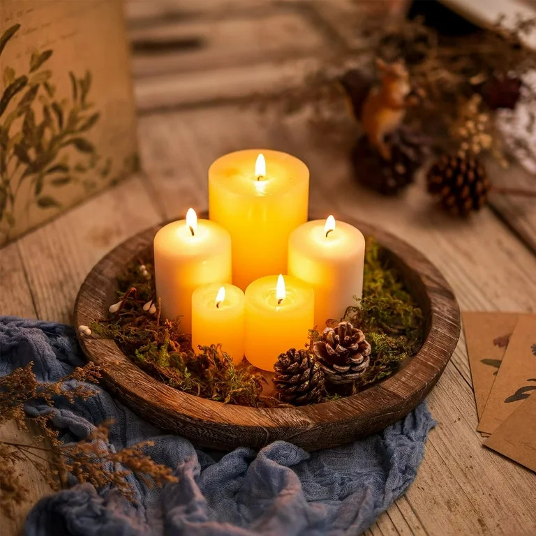 Hanobe Farmhouse Decorative Tray for Home Decor Round Wooden Serving Tray for Coffee Table Ottoma... | Walmart (US)