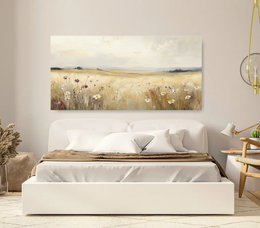 Wildflower Painting, Field of Flowers, Country Landscape, Landscape Painting, Wall Art | Wayfair North America