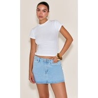 Light Blue Button Up Denim Mini Skirt | PrettyLittleThing US