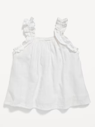 Sleeveless Ruffle-Trim Windowpane-Plaid Top for Baby | Old Navy (US)