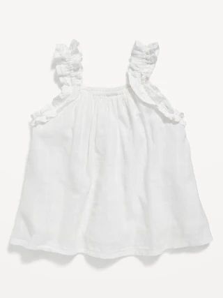 Sleeveless Ruffle-Trim Windowpane-Plaid Top for Baby | Old Navy (US)