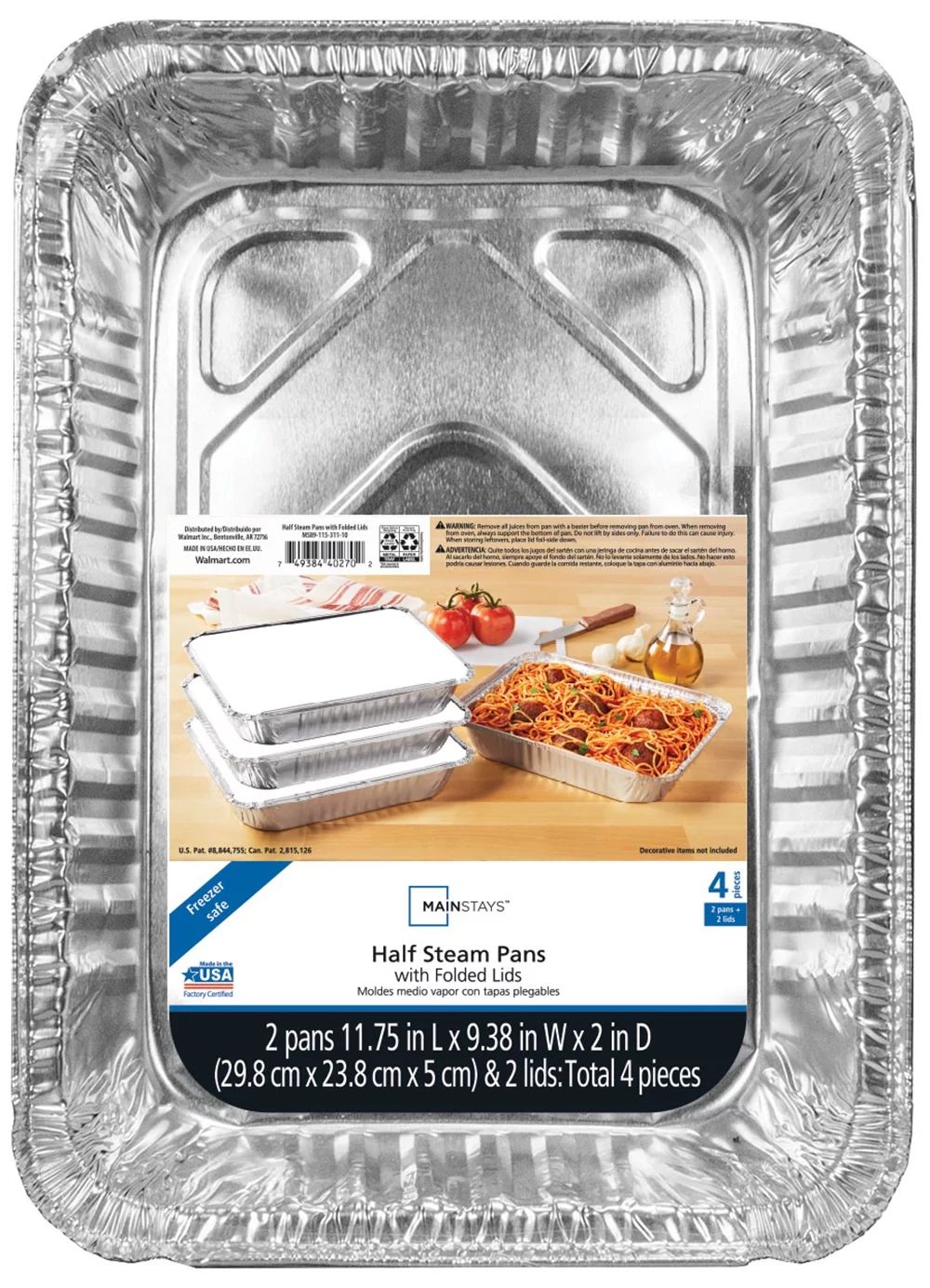 Mainstays Large Aluminum Foil Takeout Pans with Folded Lids 2 Count | Walmart (US)